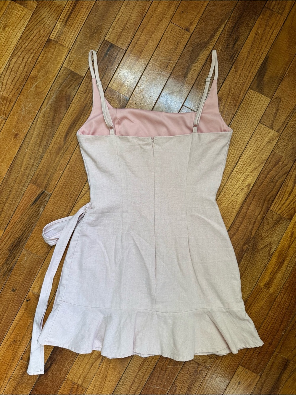 Princess Polly Light Blush Wrap Mini Dress with Bow Size 2 - Picture 6 of 9